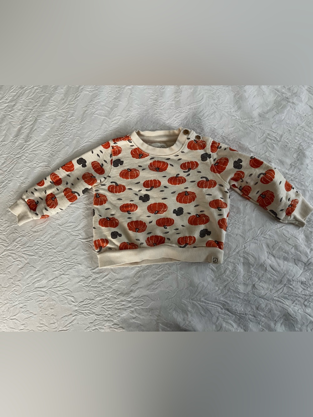 Little Planet Carter's Cream Sweatshirt with Orange Pumpkin Print
